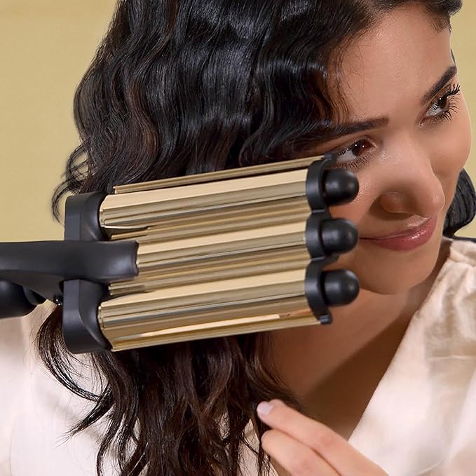 Hot Tools Pro Artist 24K Gold Digital 3 Barrel Hair Waver Long Lasting Defined Waves (Jumbo Size)