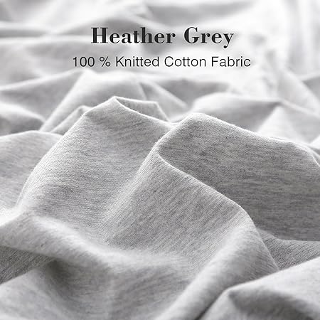 PURE ERA Jersey Knit Duvet Cover Set 100 T-Shirt Cotton Super Soft Comfy 3pc Bedding Set with Zipper Closure (Heather Grey, King)