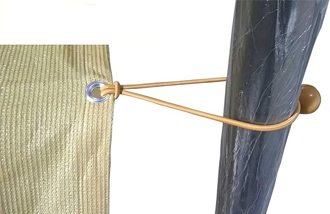 Shatex Heavy Duty Wheat Treated Stretch Tie Loops, Reusable 8-inch Ball Bungee Canopy Tarp Tie Down Cord (12pack)