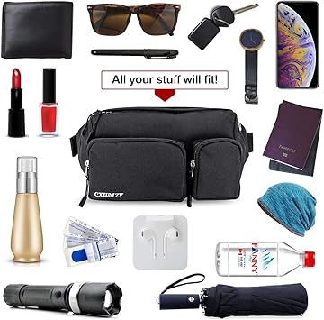 CXWMZY Fanny Packs For Women Men, Waist Bag Hip Bum Bag Strap Extension Large Capacity Easy Carry Any Phone Passport Wallet for Outdoors Workout Traveling Casual Running Hiking Cycling Dog Walking