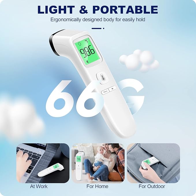 No-Touch Thermometer for Adults and Kids, Accurate Digital Baby Thermometer, FSA HSA Eligible, Fever Alarm Silent Mode, 2 in 1 Forehead Object Mode