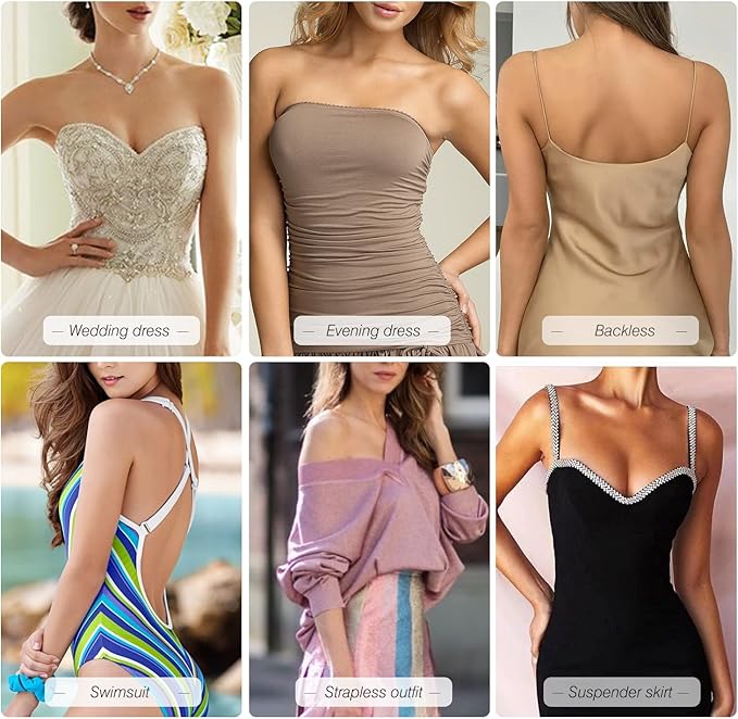 Queensecret Adhesive Bra, Push up Strapless Self-Adhesive Bra, Invisible Silicone Bra for Backless Dress (Size: B)