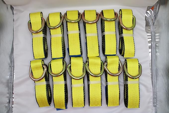 2 Inch x 8 Foot Loop Strap with D-Ring Self Lashing Wheel Lift Straps (2)