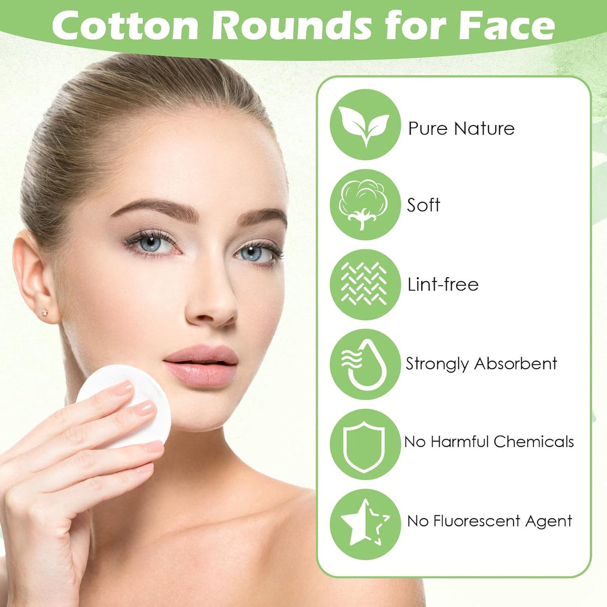 100 Pcs Cotton Rounds Bulk, Makeup Remover Pads 2Pack with 50 Count Each Facial Cleansing Pads for Face, Eye Makeup Removal