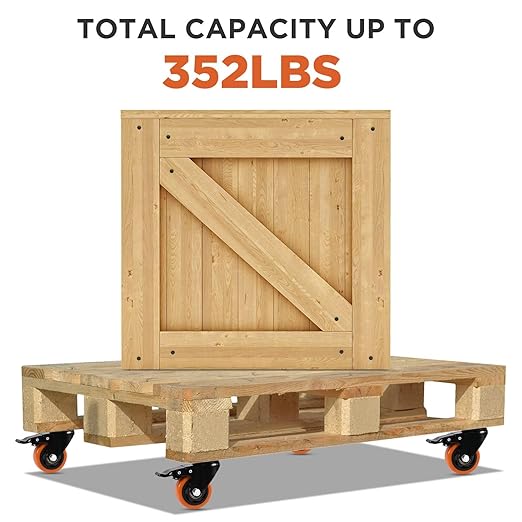 Caster Wheels, Heavy Duty 2 Inch Casters Set of 2, Locking Swivel Casters Wheels for Cart, Furniture and Workbench, Orange