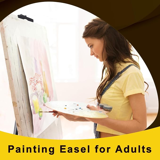 Easel for Painting Art Easel Stand for Adults 17" to 66" Portable Easel Stand for Sign Table TopFloor Aluminum Metal Easel with Carry Bag Black