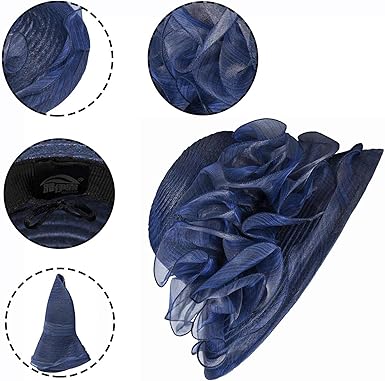 Bowknot-Organza Kentucky-Derby Sun-Hat for Women Bowler Church Straw-Fascinators-Hat Wedding Cocktail Tea-Party Spring Summer