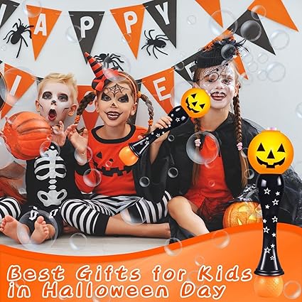 Halloween Bubble Wand for Kids, Pumpkin Bubble Machine Blower Maker Wand with Music Light,Outdoor Indoor Stuff Toy Gift for 1 2 3 4 5 6 7 8 Year Old Toddler Little Girls Boys