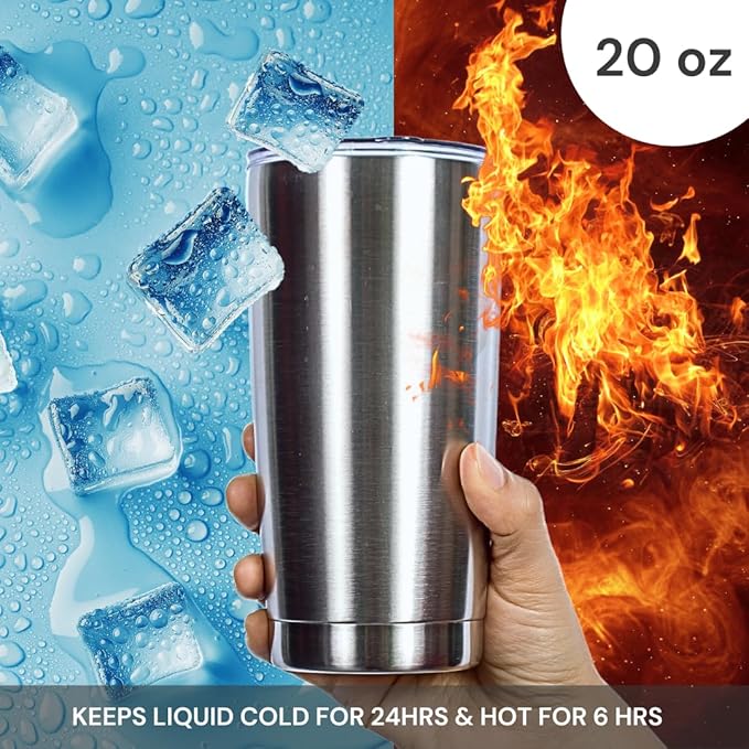 Pixiss 16 oz Stainless Steel Coffee Tumbler Insulated Travel Mug with Lid Hot and Cold Beverage Drinking Cups for Coffee on the Go BPA Free Lid Vacuum Insulated Tumbler