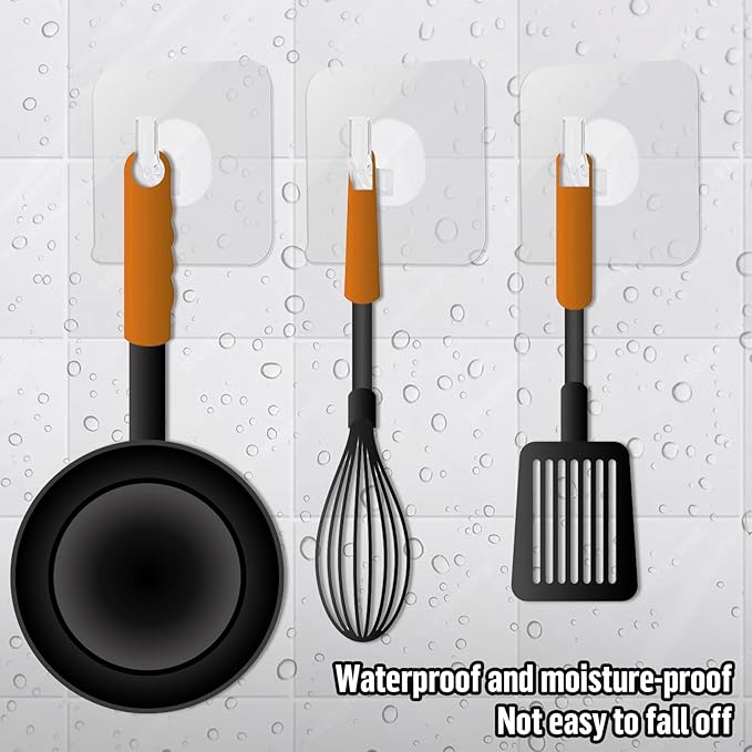 12 Pack Adhesive Hooks Clear Plastic Waterproof Heavy Duty Sticky Wall Ceiling Door Window Pothook Home Kitchen Bathroom Shower Office for Hanging Hat Towel Picture Coats (12)