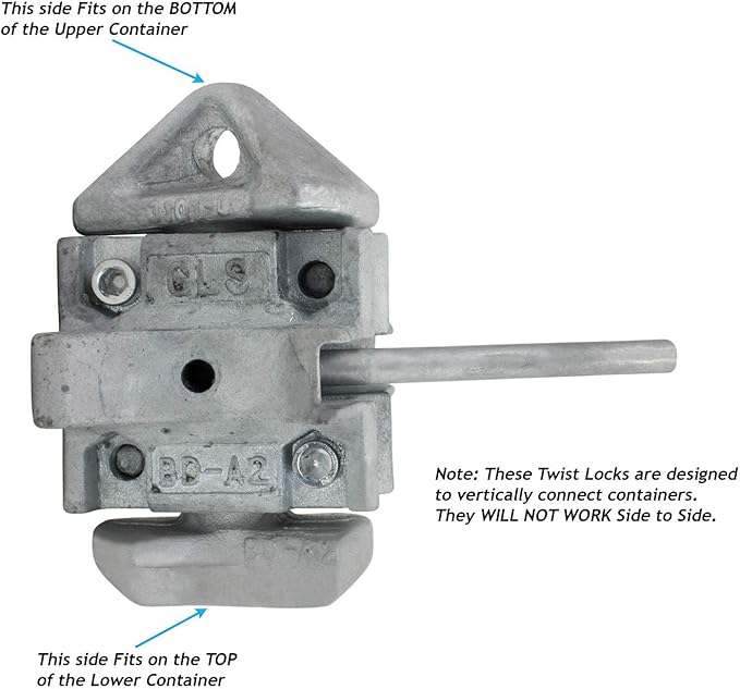 Mytee Products (4 Pack Sea Rail Shipping Container Manual Twist Lock Left-Right Handlocking Casting Steel - No Lever Required