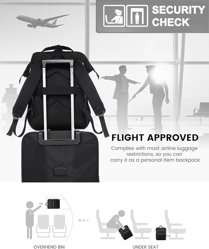LOVEVOOK 17.3 Inch Laptop Backpack, Large Travel Backpack for Women, Water Resistant Teacher Backpack with Laptop Compartment, Professional Business Work bags with Charger, Black