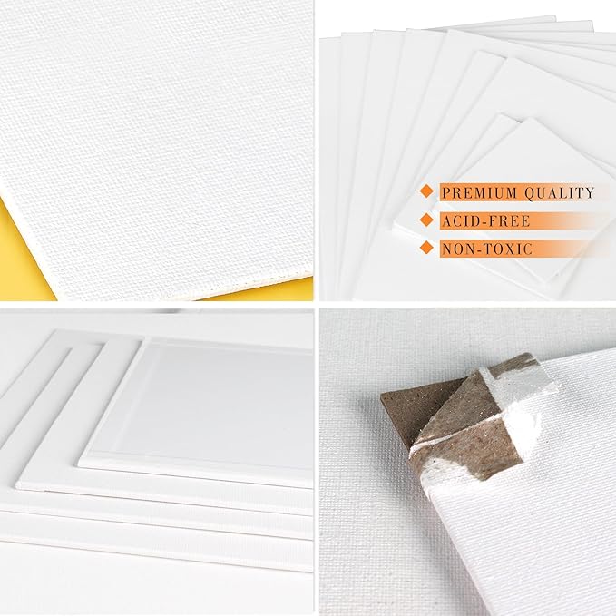 1 Pack Canvases for Painting with 8x10, White Painting Canvas for Acrylic, Oil, Watercolor, Gouache Paint