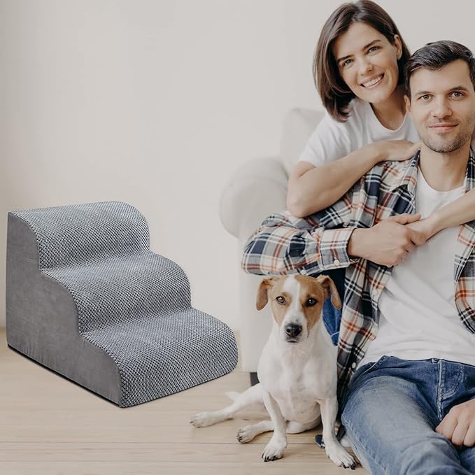 Chic Threads Dog Stairs for Small Dogs, 3-Step Dog Stairs for High Beds and Couch, Pet Steps for Small Dogs and CatsOoaNon-Slip Stable Indoor Dog Steps