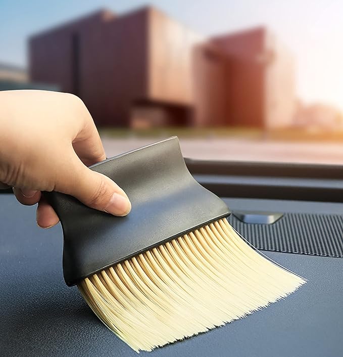 Auto Interior Dust Brush, Car Cleaning Brushes Duster, Soft Bristles Detailing Brush Dusting Tool for Automotive Dashboard Interior, Exterior, Skylight, Leather Yellow
