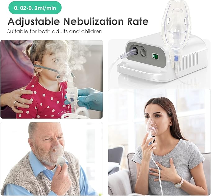 Portable Nebulizer, Nebulizer Machine for Adults Kids, Mini Handheld Nebulizer with Mouthpiece Adults&Chlid Masks, Steam Inhaler of Cool Mist for Travel and Home Use 1215015