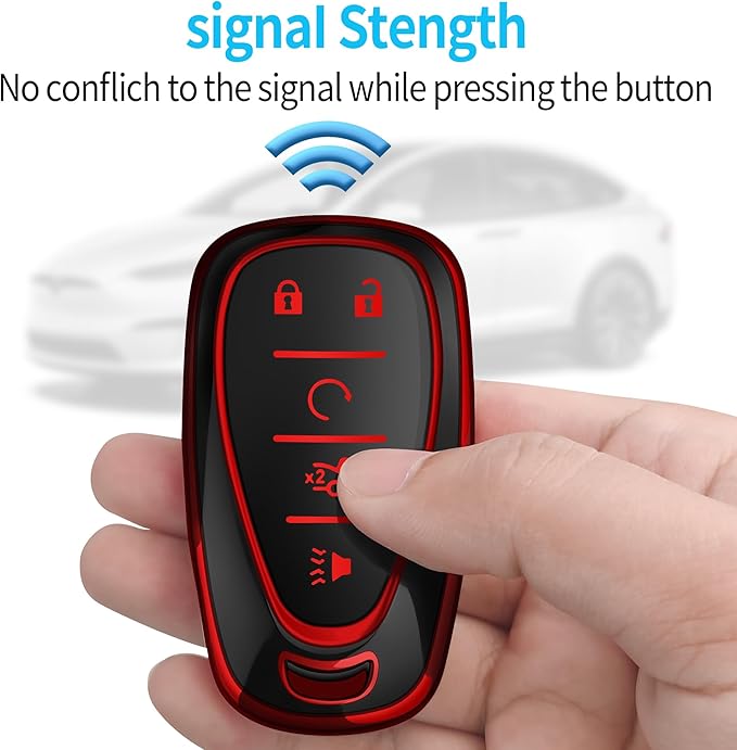 Tukellen for Chevrolet Key Fob Cover Special Soft TPU Key Case Key Shell Compatible with 2016-2024 Chevy Blazer Bolt EV Camaro Cruze Equinox Malibu Sonic Spark Traverse Key Shell (Red, 5 Buttons)