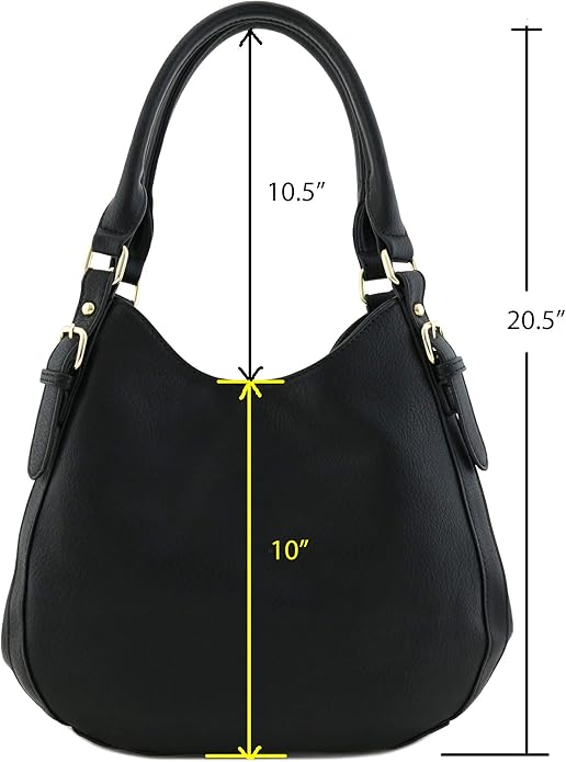 Lightweight 3 Compartment Faux Leather Medium Hobo Bag