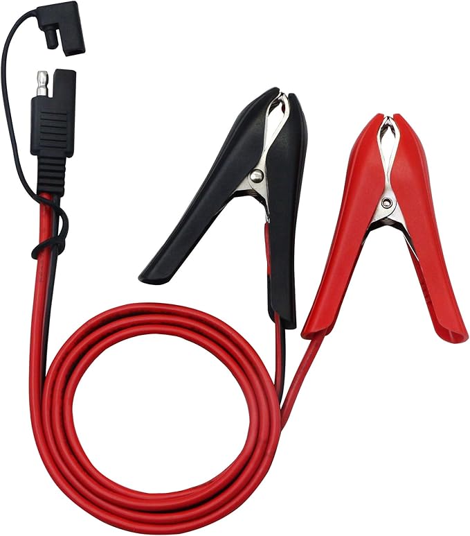 CERRXIAN 3.2FT 12V 14AWG Alligator Crocodile Clip to SAE Connector Quick Release Quick Disconnect Car Solar Power Charging Extension Cable,Black & Red C