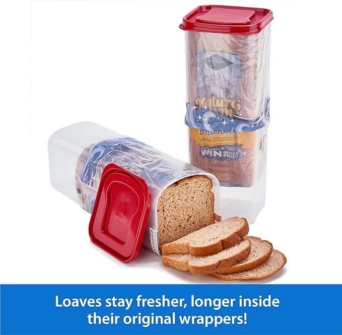 Buddeez Bread Buddy Bread Box – Keeps Bread Loaves Fresh - Red Lid, Pack of 1