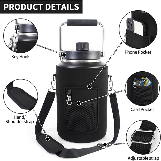1 Gallon Jug Holder Compatible with Yeti/RTIC One Gallon Jugs, Carrier/Pouch Sleeve for Outdoor Camping, Hiking,Gym