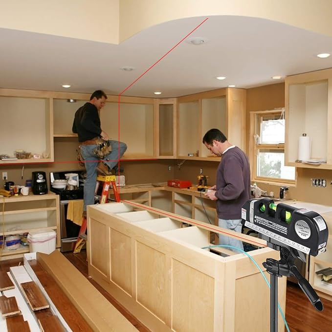 Laser Level Line Tool, Multipurpose Laser Level Kit Standard Cross Line Laser leveler Beam Tool with Metric Rulers 8ft2.5M for Picture Hanging cabinets Tile Walls by AikTryee.