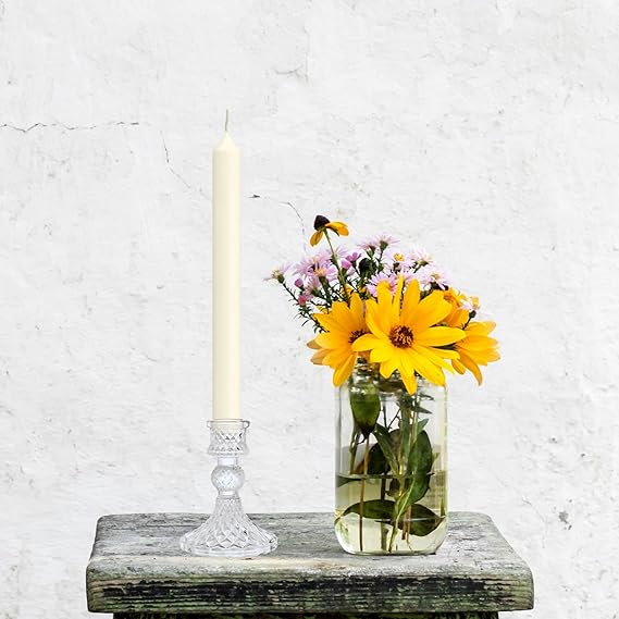 Glass Candlestick Holder. 1 Piece. Clear Glass Candle Holders. Glass Taper Candle Holders. Classy Home Decoration. Dining Table Center Pieces. Weddings, Valentine's Day, Parties. Elegant Decoration.