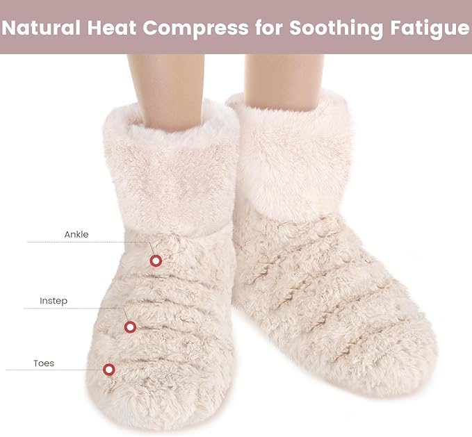Microwavable Booties for Soothing Aching Feet, Foot Warmer for Bed, Microwave Heating Pad for Cold Day, Warmers Boots for Men & Women, Reduce Fatigue, L