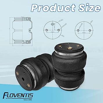 2Pcs Universal Air Ride Suspension Spring Bags Double Bellow Standard 5000 lbs for ChevyGMCRamFord Trucks Air Suspension Bags Kit (7X2B5813)