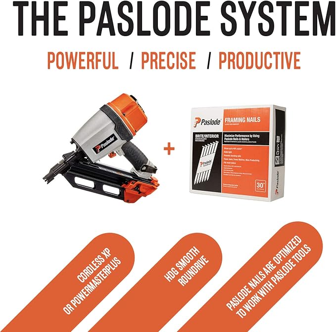 Paslode, Framing Nails, 650830, 30 Degree RounDrive Brite, 3 inch x.131 Gauge, Smooth, 2,500 per Box