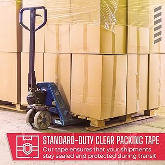 3" x 110 Yards Clear Packing Tape, 2.0 Mil Thick, Pack of 6 Rolls - Standard-Duty Carton Sealing Tape Refill Rolls with Superior Adhesion for Packaging, Moving, or Shipping Boxes