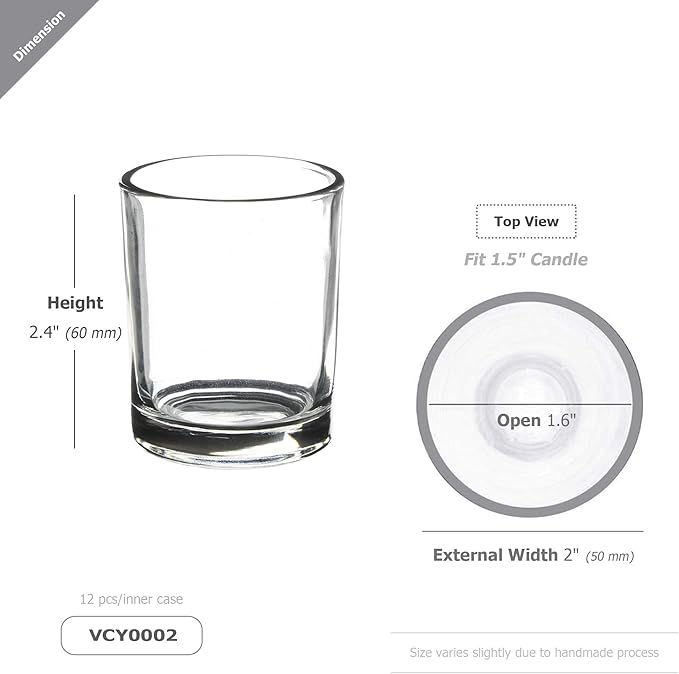 WGV Tea Light Votive Candle Holder 2x2.4, Clear Tiny Utility Cylinder Glass Vase, Small Planter Terrarium for Home Accent Decor, 1 Pc