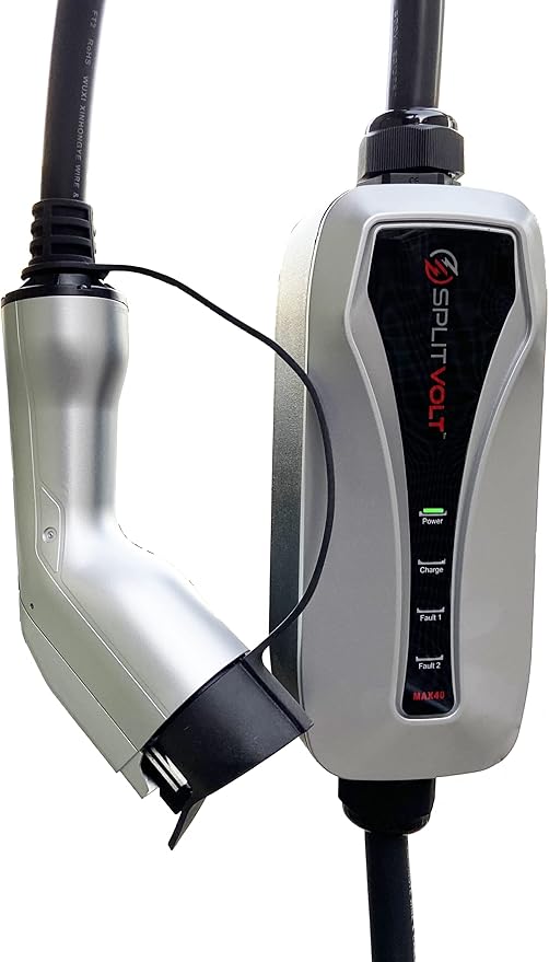 Splitvolt NEMA 14-30 Level 2 EV Charger 24 Amp, 220-240 Volt, 26ft Cable, Electric Vehicle Charger Plug-in EV Charging Station with J1772 Plug, Fastest 30 Amp Circuit NEC-Safe Charging