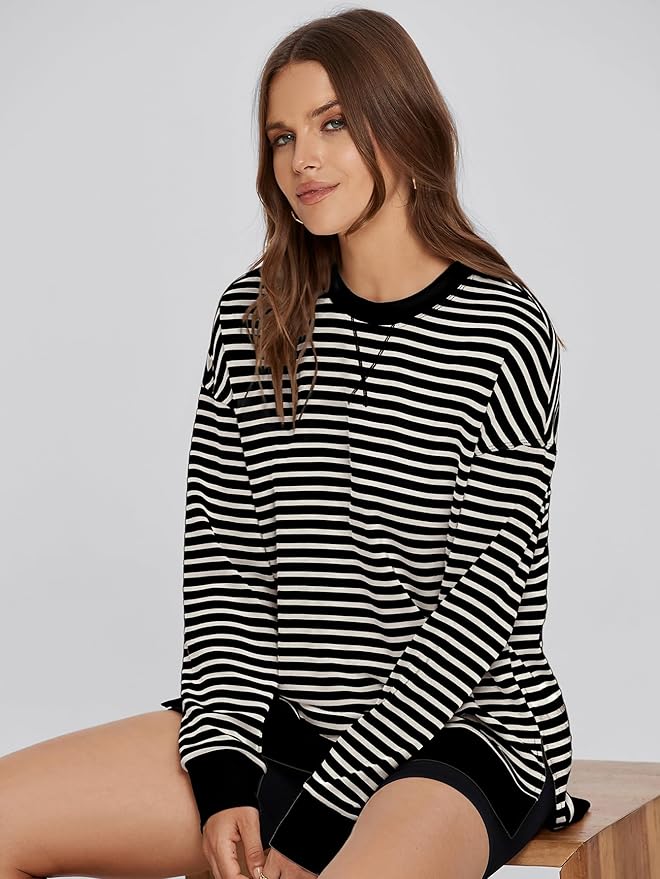 Glamaker Women's Long Sleeve Crewneck Sweatshirt Air Essentials Soft Loose Pullover Sweatshirts