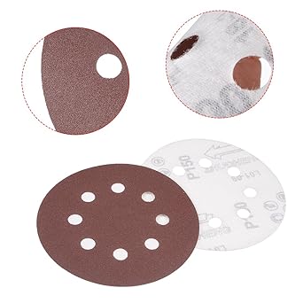 uxcell 20Pcs 5 Inch 8 Hole Hook and Loop Sanding Disc 150 Grit Flocking Sandpaper Random Orbital Sander Paper