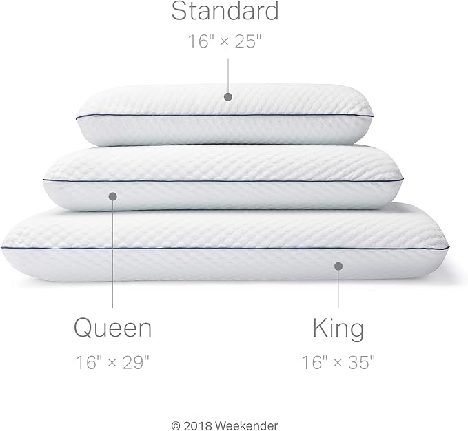 Ventilated gel memory foam pillow Weekender. Washable cover. Standard size