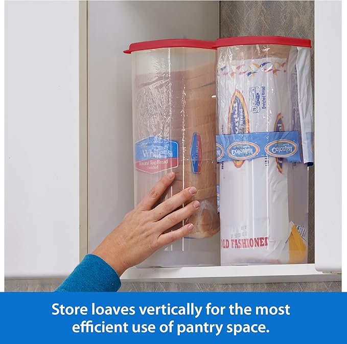 Buddeez Bread Buddy Bread Box – Keeps Bread Loaves Fresh - Red Lid, Pack of 1