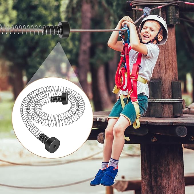 Pelopy 2 Pcs Heavy Duty Stainless Steel Zipline Spring Brake 5.3 ft Long Zipline Stopper Zip Line Accessories Zipline Parts Braking System Stop for 316 14 516 38 Inch Wire Zipline Kit Backyard
