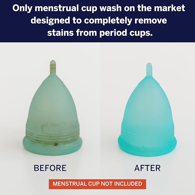 Pixie Cup Stain Remover for Wash Menstrual Cup - The Only Sterilizer Cleaner that Will Remove Stains On Your Reusable Menstrual Discs Period Cups - Organic and Natural Ingredients (5 Packets)