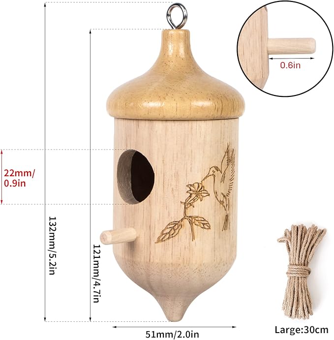Hummingbird House,Wooden Hummingbird Houses for Outside for Nesting, Gardening Gifts Home Decoration,1 Pack
