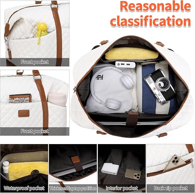 Weekender Bags for Women with Toiletry Bags Large Overnight Bags Travel Duffel Bag Carry On Shoulder Weekend Tote with Shoe Compartment and Wet Pocket for Girls Airplane Traveling, Gym