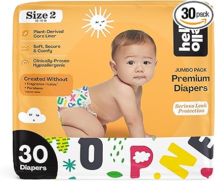 Hello Bello Premium Baby Diapers Size 2, 30 Count of Disposable, Extra-Absorbent, Hypoallergenic Baby Diapers with Snug and Comfort Fit, Alphabet Soup