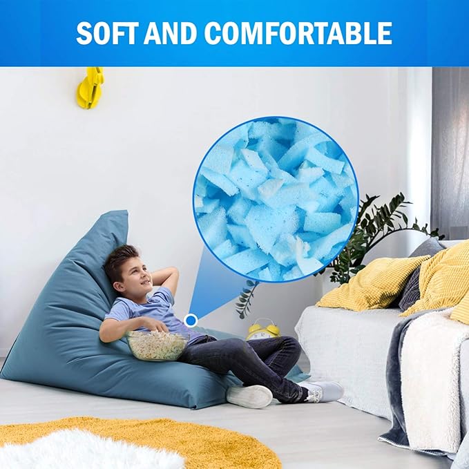 5lbs Shredded Memory Foam Filling for Bean Bag Filler Foam Refill for Pillow Dog Beds Chairs Cushions and Arts Crafts, Added Gel Particles