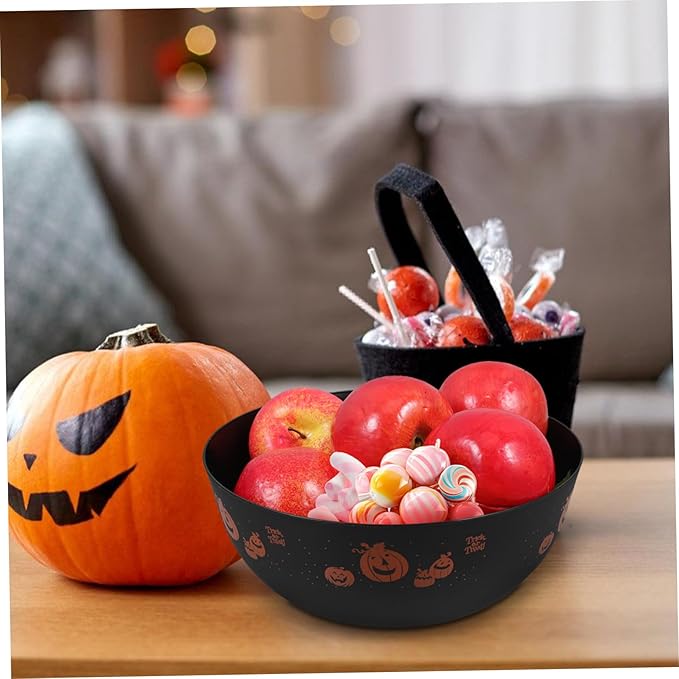 SHOWERORO Halloween Candy Bowl Party Supplies Bowl Plastic Candy Serving Bowl Black Color for Halloween