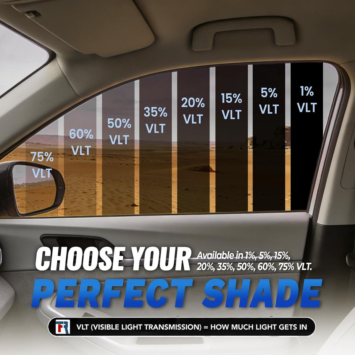 RockRose 5% Carbon Window Tint Film, 24 in x 100 ft, Charcoal