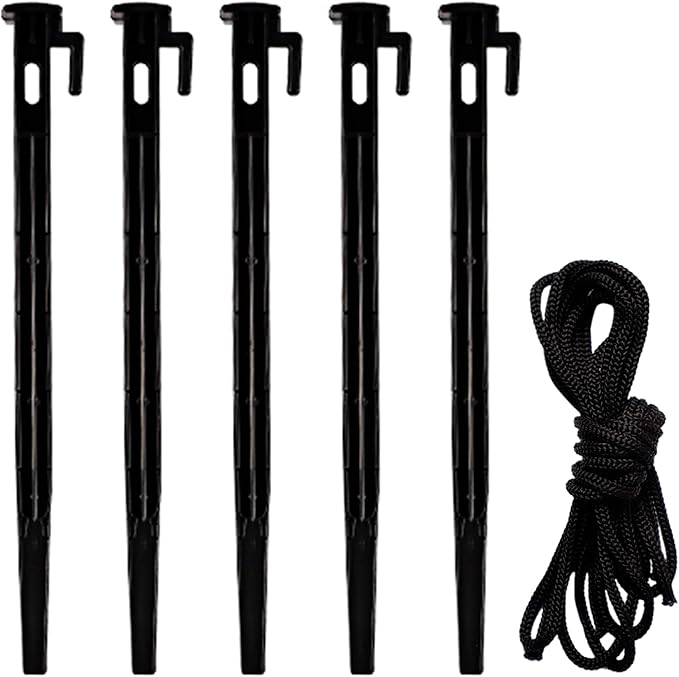 winemana 5 Pcs Plastic Holiday Inflatable Stakes with 6ft Rope, Yard Stakes Inflatable Accessories, Anchoring Kit for Outdoor Christmas Decorations