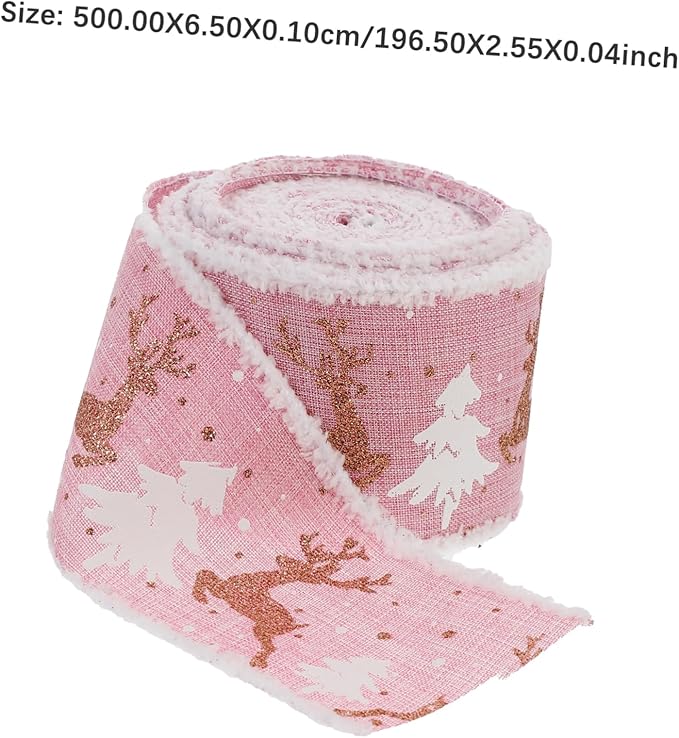 6.5cm Wide Christmas Fabric Ribbon Decorative Xmas Ribbon for Tree Present Wrapping Craft Projects