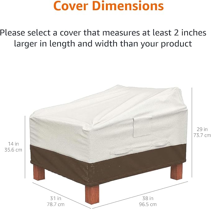 Basics Outdoor Patio Deep Lounge Chair Cover, Set of 2, BeigeTan