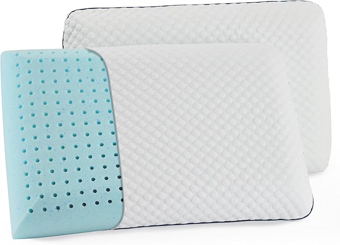 WEEKENDER Gel Memory Foam Pillow - Queen Size - 2-Pack - Medium Plush Feel - Neck Shoulder Support - For Back, Side, Stomach Sleepers - Home, Hotel, Hospital Essentials
