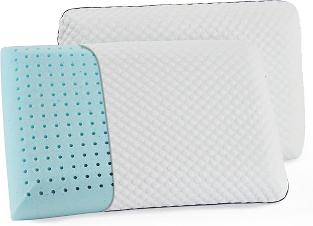 WEEKENDER Gel Memory Foam Pillow - Standard Size - 2-Pack - Medium Plush Feel - Neck Shoulder Support - For Back, Side, Stomach Sleepers - Home, Hotel, Hospital Essentials